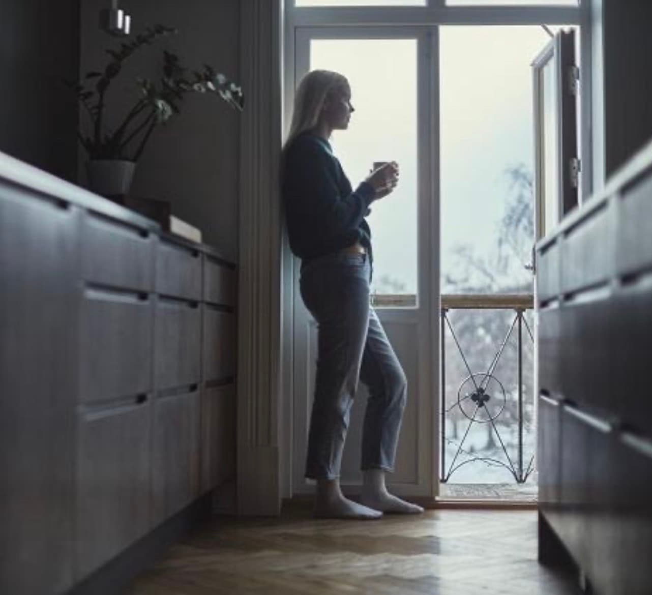 A person in an everyday situation, with attention on what they are about to do