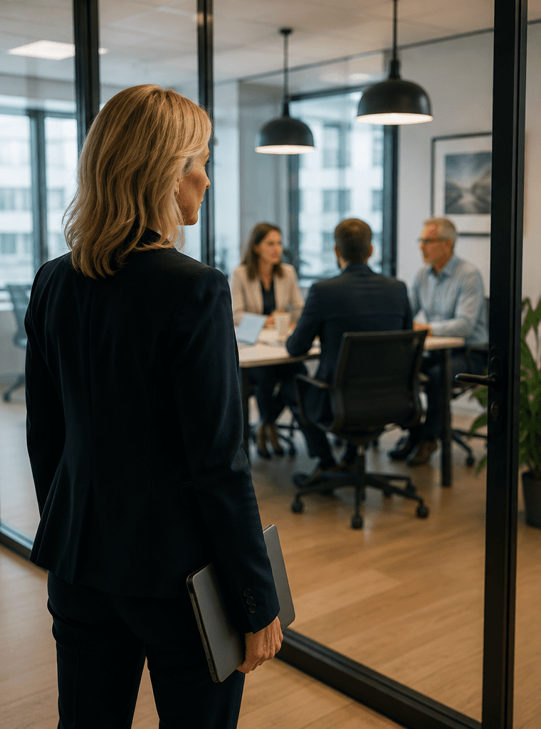 A person preparing for a meeting